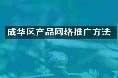 成华区产品网络推广方法