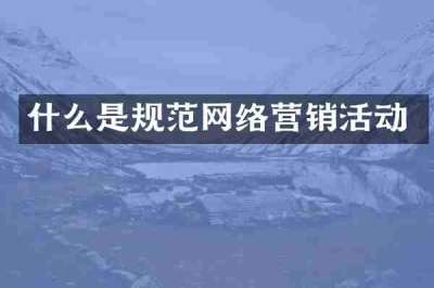 什么是规范网络营销活动