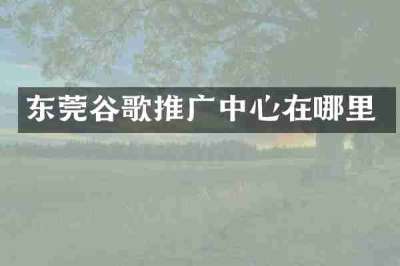 东莞谷歌推广中心在哪里