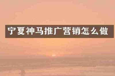 宁夏神马推广营销怎么做