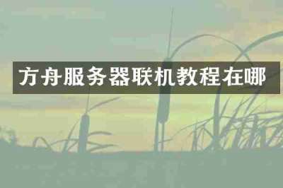 方舟服务器联机教程在哪