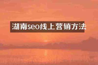 湖南seo线上营销方法
