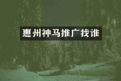 惠州神马推广找谁