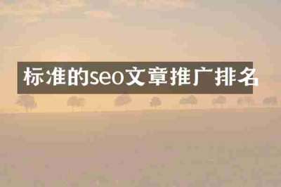 标准的seo文章推广排名