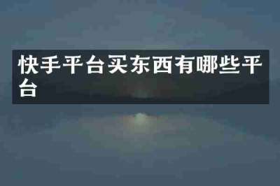 快手平台买东西有哪些平台