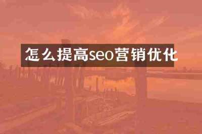 怎么提高seo营销优化