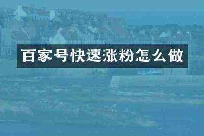 百家号快速涨粉怎么做