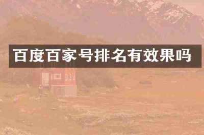 百度百家号排名有效果吗