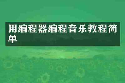 用编程器编程音乐教程简单