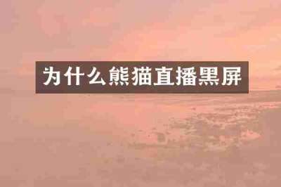为什么熊猫直播黑屏