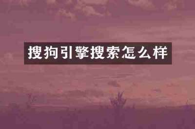 搜狗引擎搜索怎么样