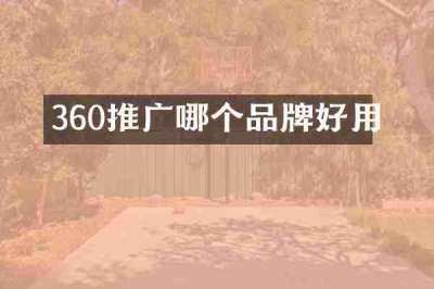 360推广哪个品牌好用