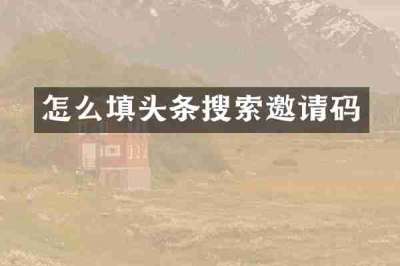 怎么填头条搜索邀请码