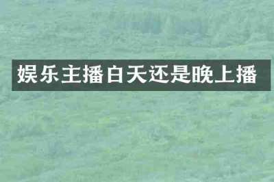 娱乐主播白天还是晚上播