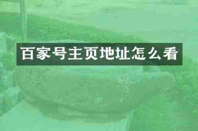 百家号主页地址怎么看