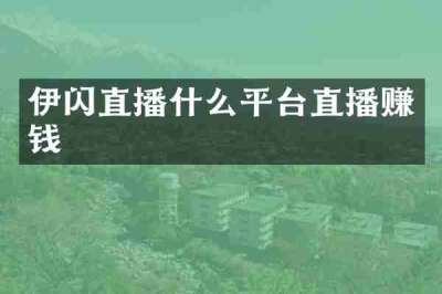 伊闪直播什么平台直播赚钱