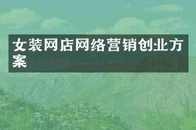 女装网店网络营销创业方案
