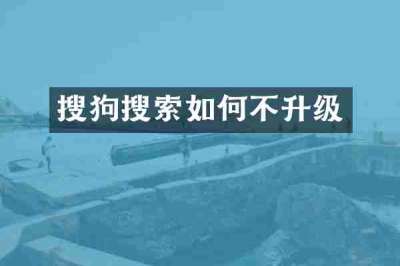 搜狗搜索如何不升级
