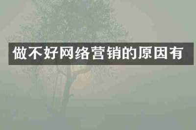 做不好网络营销的原因有