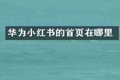 华为小红书的首页在哪里