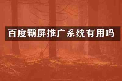 百度霸屏推广系统有用吗