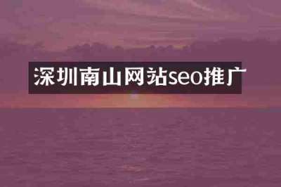 深圳南山网站seo推广