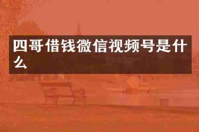 四哥借钱微信视频号是什么