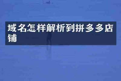 域名怎样解析到拼多多店铺