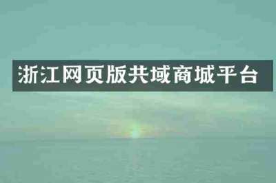 浙江网页版共域商城平台