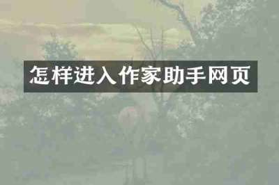 怎样进入作家助手网页
