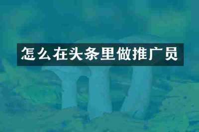 怎么在头条里做推广员