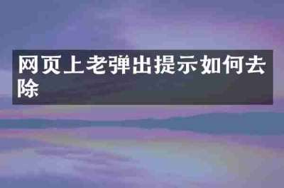 网页上老弹出提示如何去除