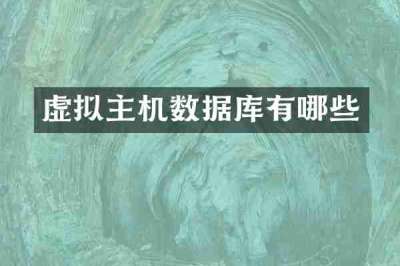 虚拟主机数据库有哪些