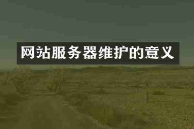 网站服务器维护的意义