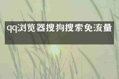 qq浏览器搜狗搜索免流量吗