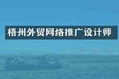 梧州外贸网络推广设计师