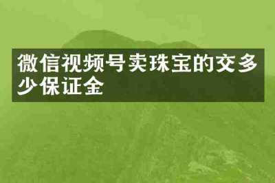 微信视频号卖珠宝的交多少保证金