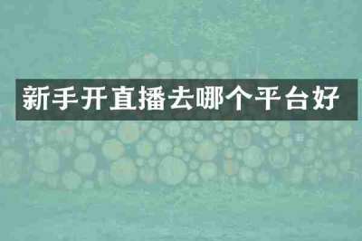 新手开直播去哪个平台好