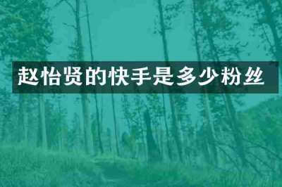 赵怡贤的快手是多少粉丝