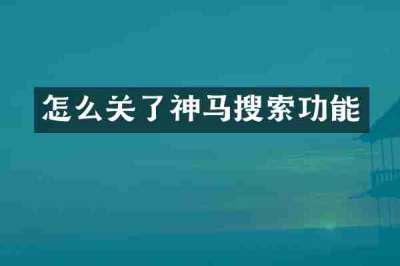 怎么关了神马搜索功能