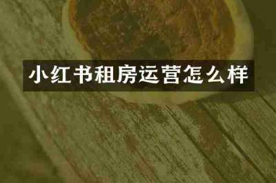小红书租房运营怎么样