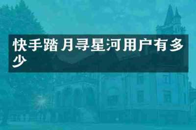 快手踏月寻星河用户有多少