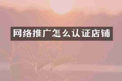 网络推广怎么认证店铺
