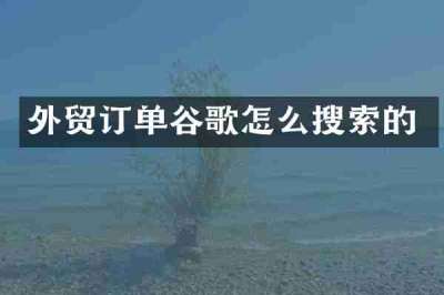 外贸订单谷歌怎么搜索的