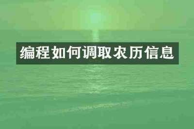 编程如何调取农历信息