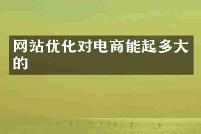网站优化对电商能起多大的