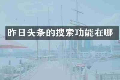昨日头条的搜索功能在哪