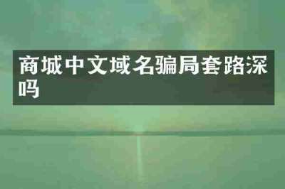 商城中文域名骗局套路深吗