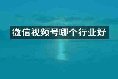 微信视频号哪个行业好