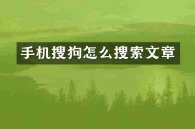手机搜狗怎么搜索文章